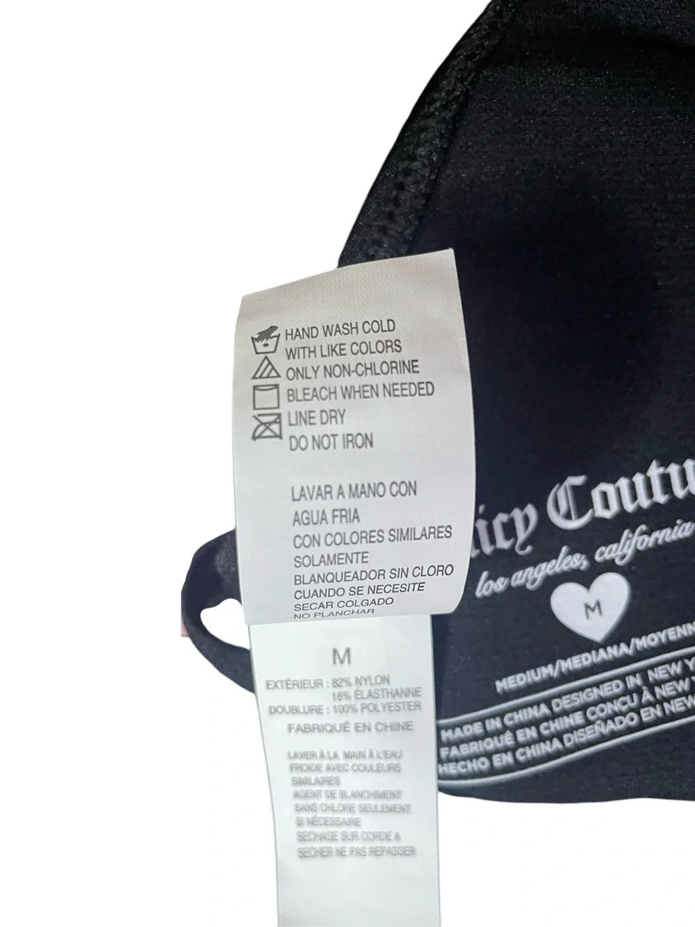 Juicy Couture 2-pc Bikini Black Triangle Tie-Strap Rhinestone Cherry Med NEW NWT